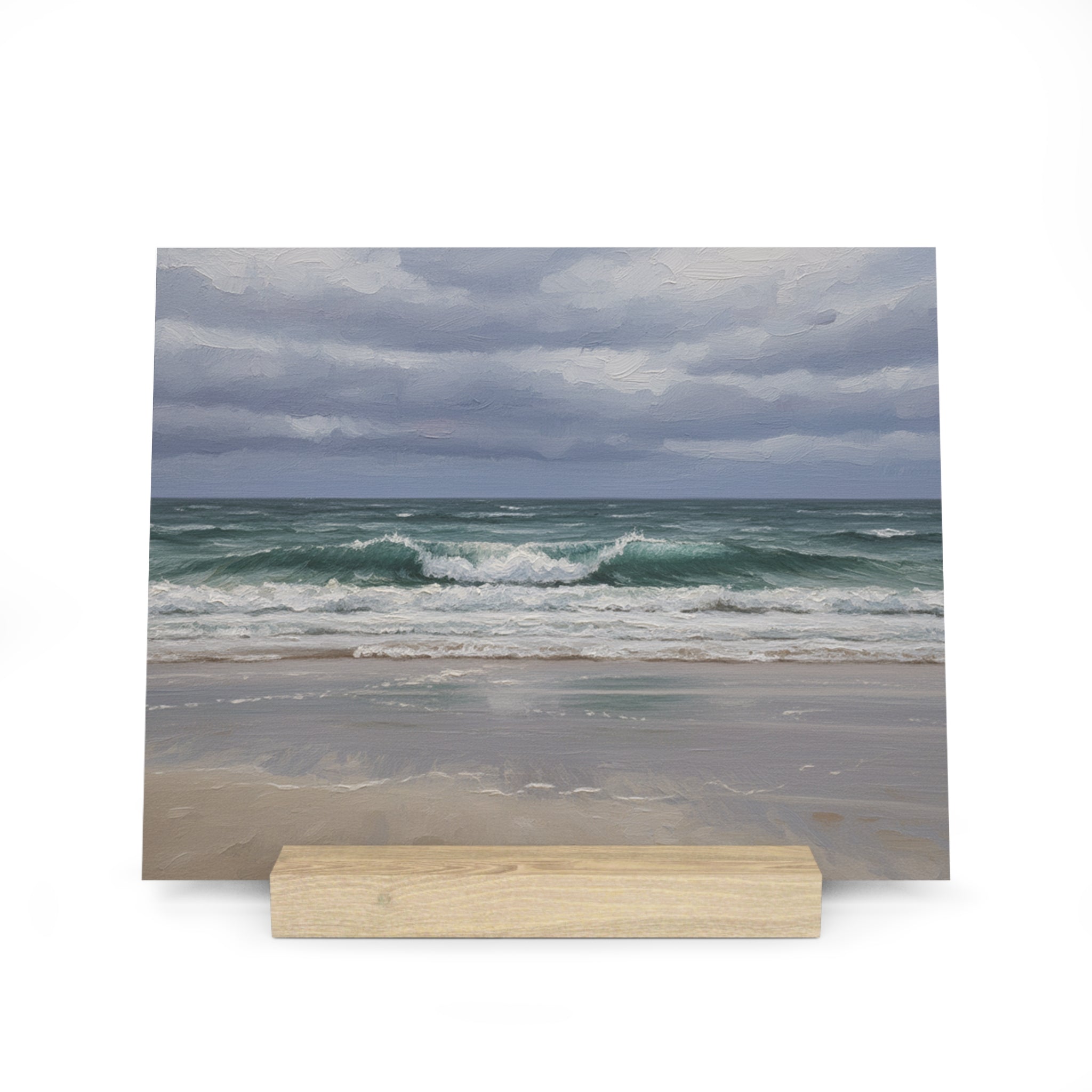 Cornwall Seascape Gallery Board with Stand — Decorative Coastal Display Plaque