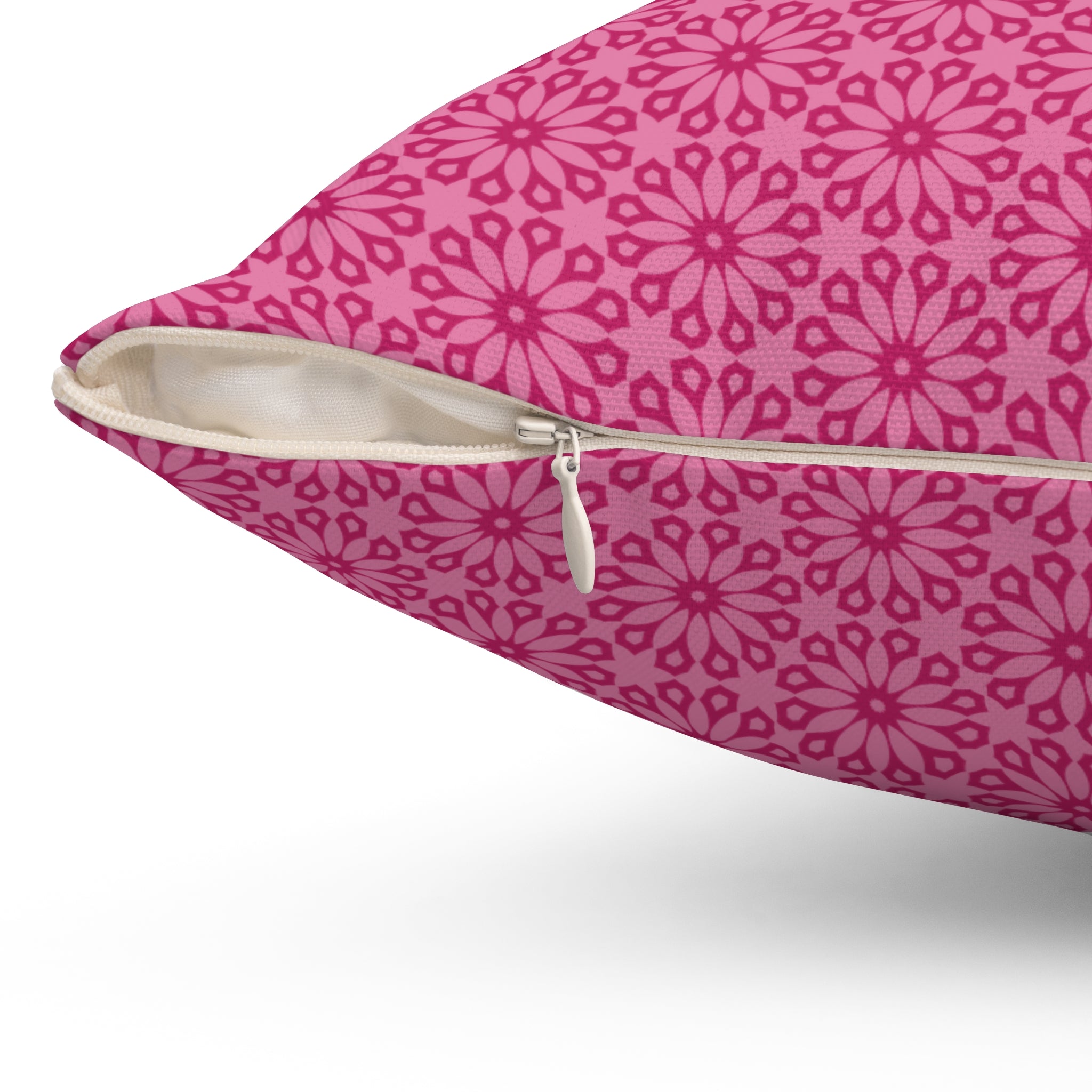Pink Floral Pattern Pillow - Decorative Square Throw Cushion