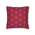 Raspberry Red Circle Pattern Decorative THROW PILLOW COVER — Spun Polyester Square Throw Pillow Cover