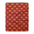 Burnt Orange Halloween Pumpkin Pattern Sherpa Blanket — Cozy Halloween Fall Throw