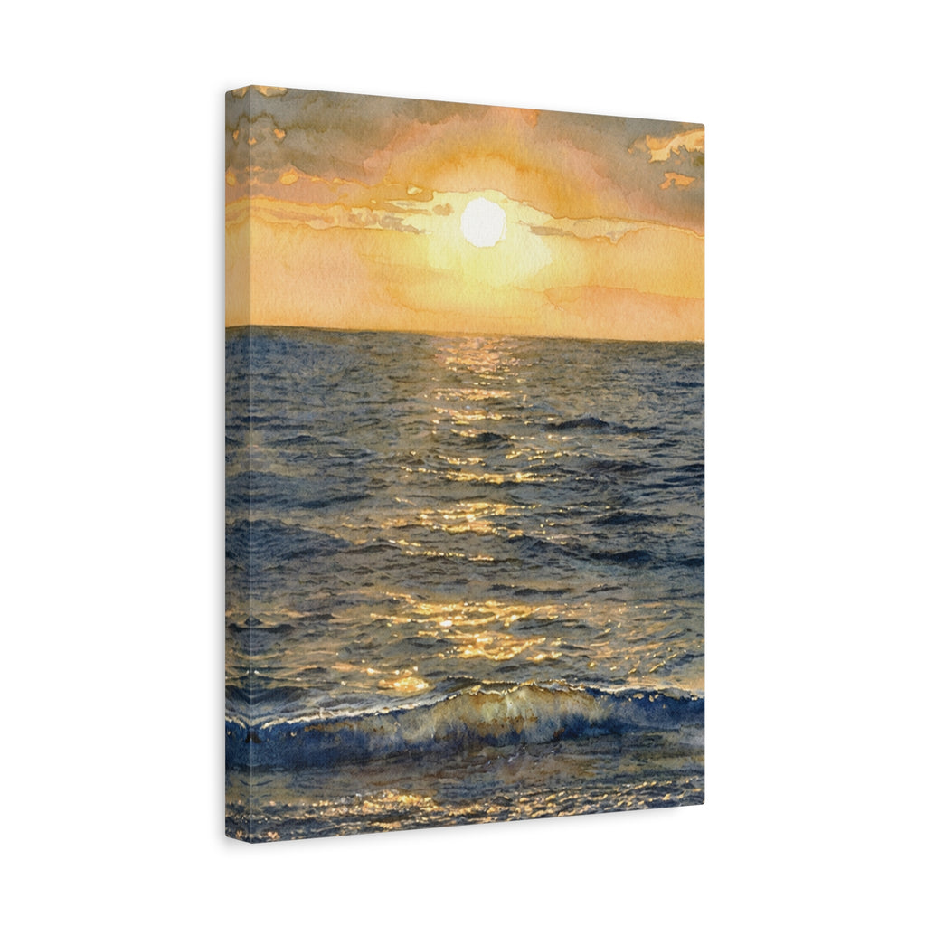 Sunset Over Ocean Matte Canvas Print — Stretched Wall Art