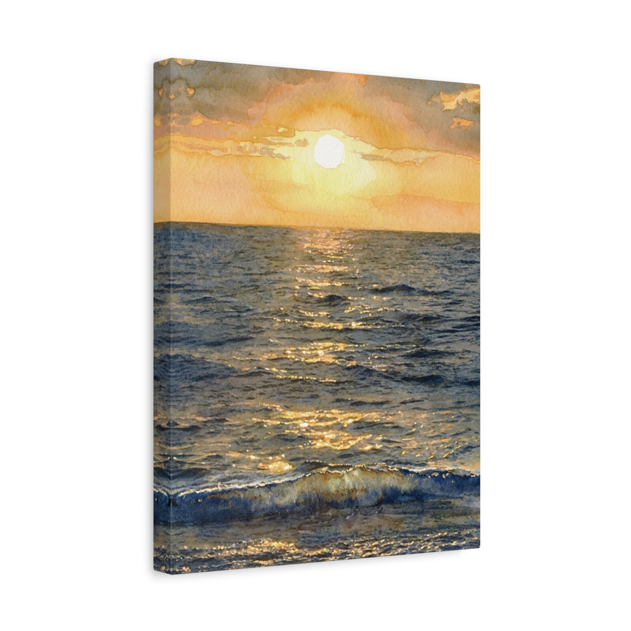 Sunset Over Ocean Matte Canvas Print — Stretched Wall Art