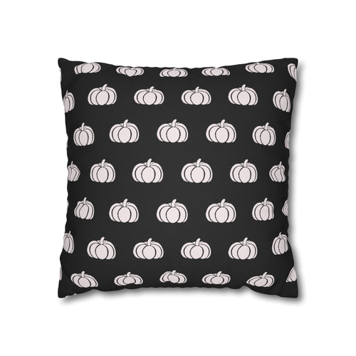 Black and White Pumpkin Pattern THROW PILLOW COVER — Black & White Fall Decorative Cushion