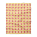 Pastel Boho Diamond Pattern Sherpa Blanket – Cozy Retro Floral Fleece Throw in Peach & Yellow