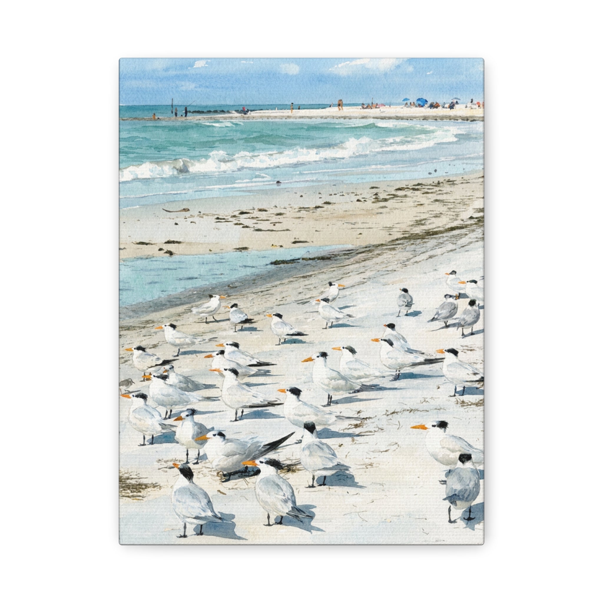 Bird Beach Canvas Print — Matte Stretched Coastal Wall Art