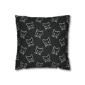 Black Cat Sketch Pattern THROW PILLOW COVER — Cute Kitty Face Throw Pillow Cover
