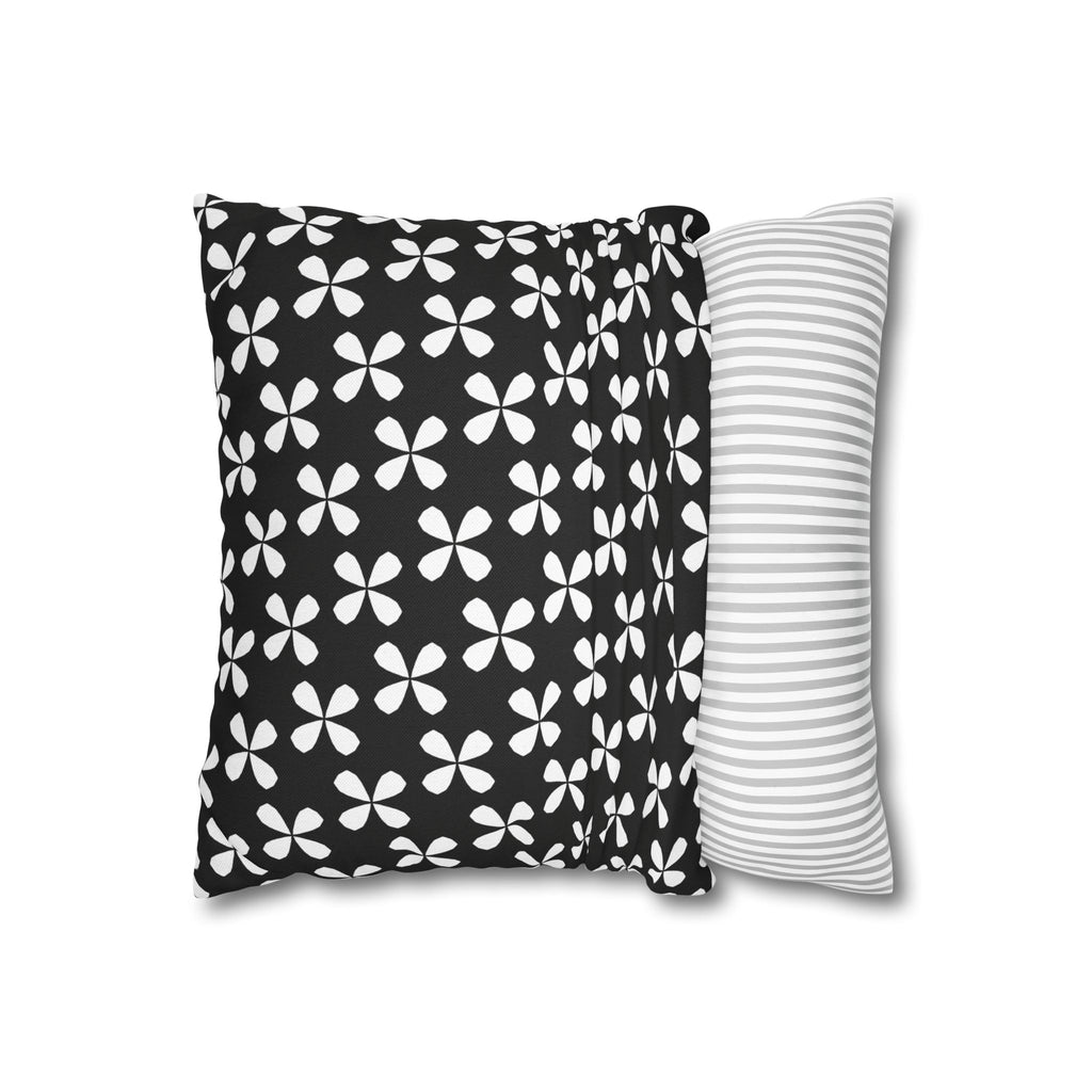 Black Floral Pattern THROW PILLOW COVER — Modern Geometric Decorative Throw Pillow