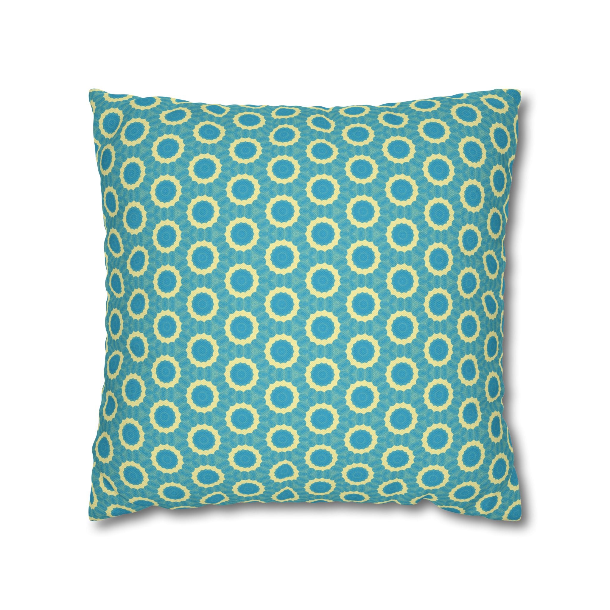 Aqua Retro Circle Decorative THROW PILLOW COVER — Spun Polyester Square Pillow Cover