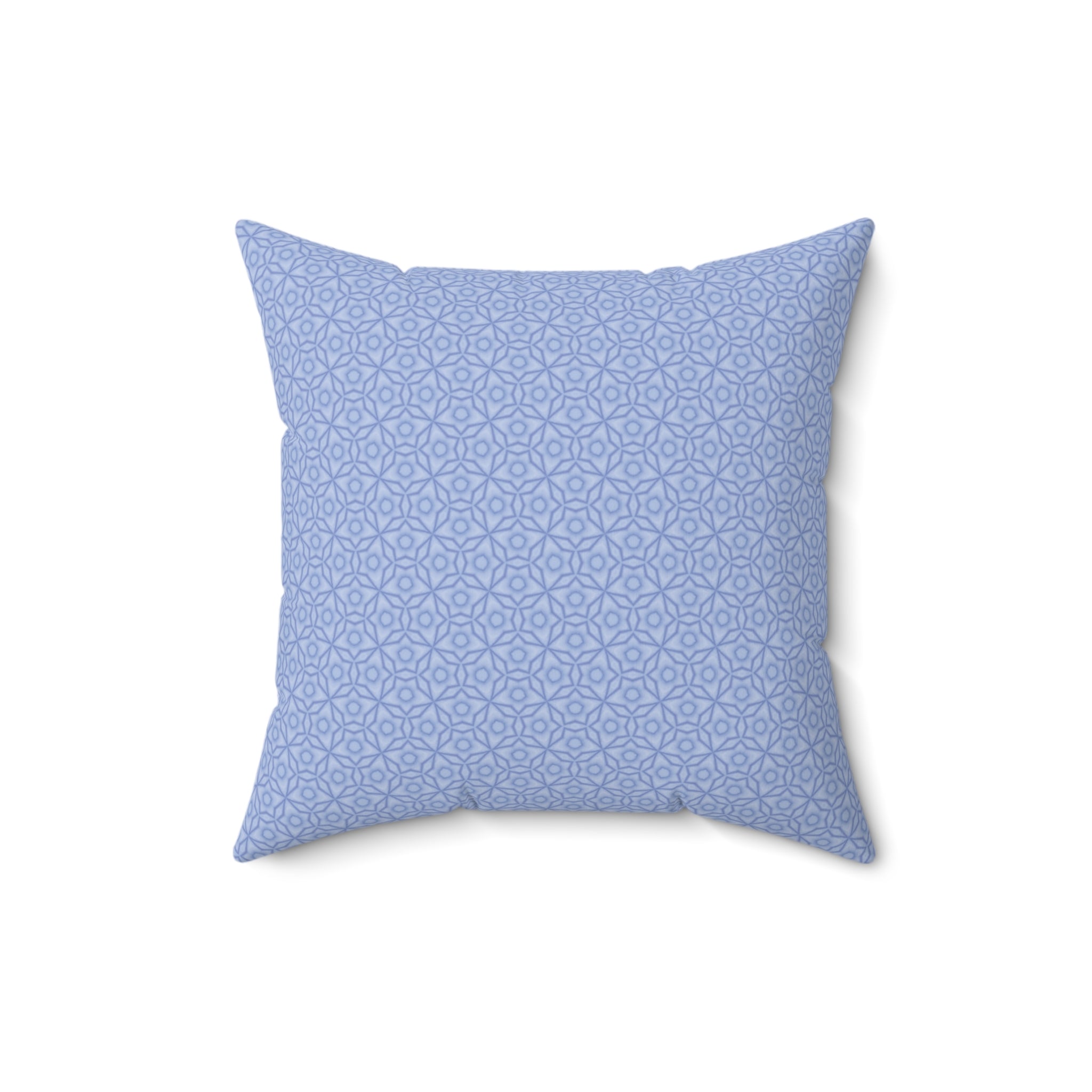 Blue Floral Decorative Pillow — Square Throw Cushion for Living Room & Bedroom