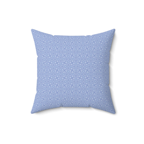Blue Floral Decorative Pillow — Square Throw Cushion for Living Room & Bedroom
