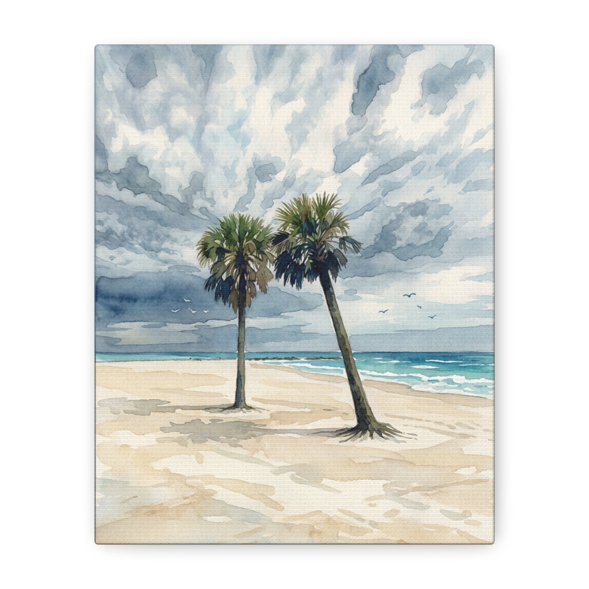 Coastal Palm Beach Canvas Print — Matte Stretched Wall Art