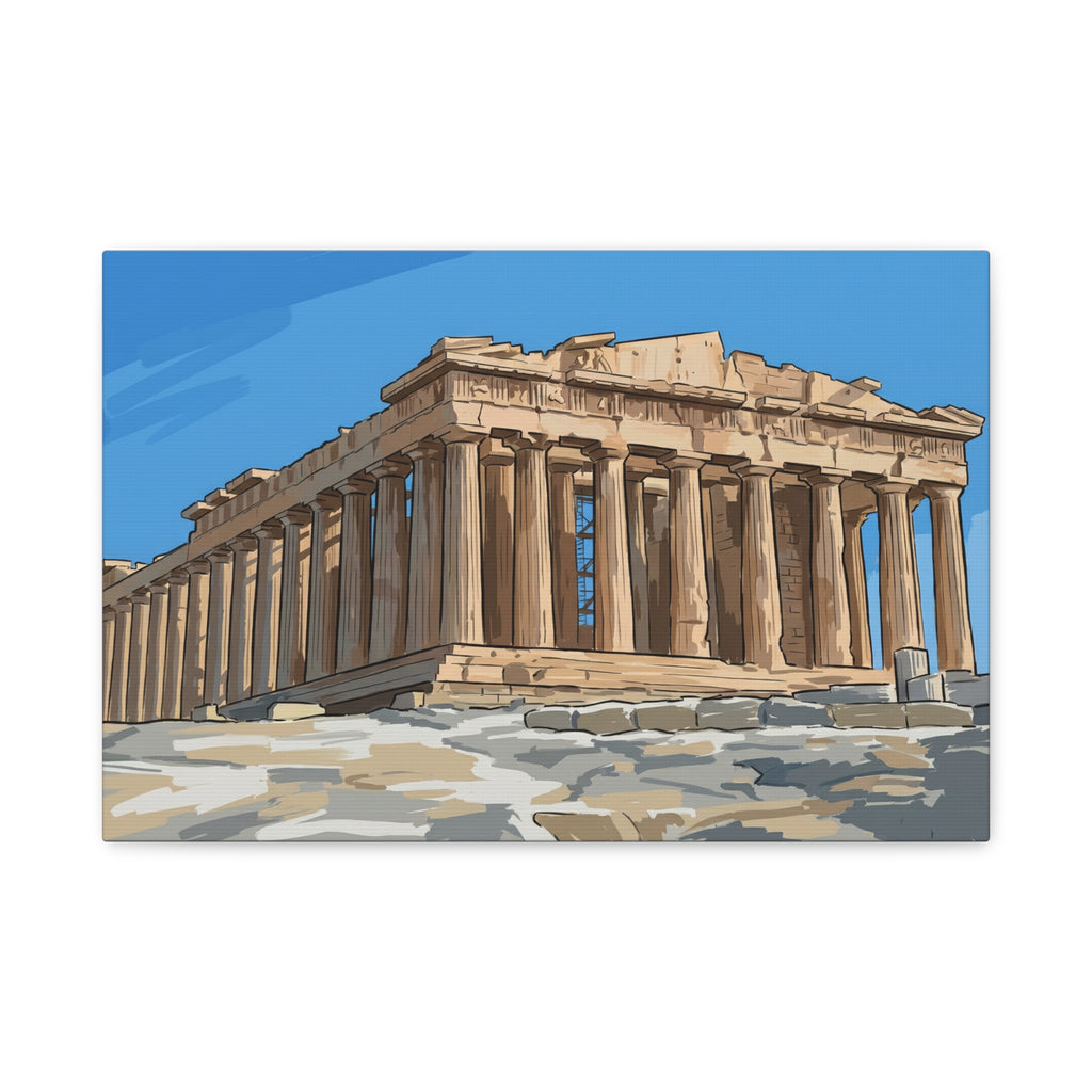 Parthenon Architectural Matte Canvas Print — Greek Ruins Wall Art