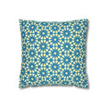 Geometric Teal Daisy THROW PILLOW COVER — Blue Daisy Pattern Square Throw Pillow Cover
