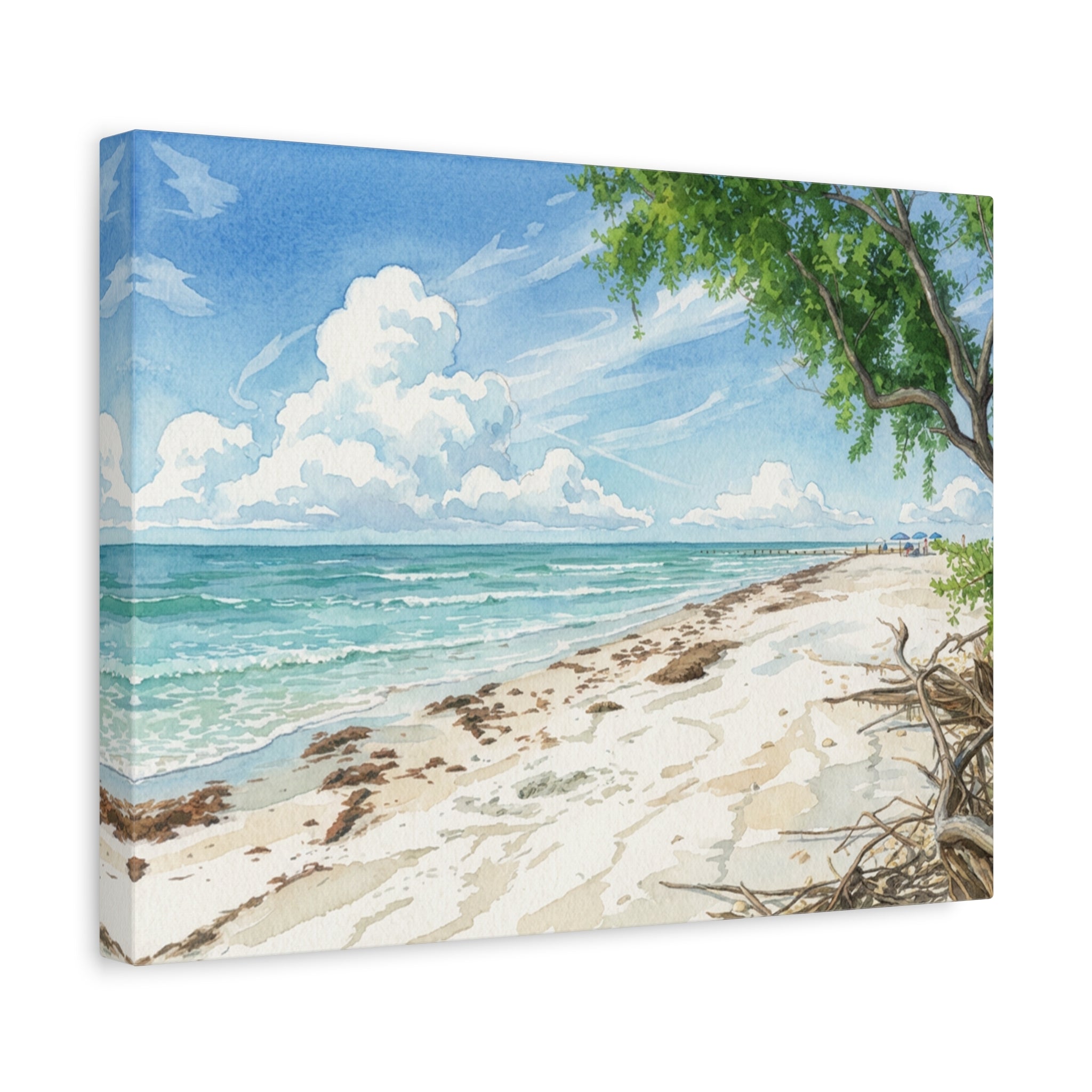 Coastal Beach Scene Matte Stretched Canvas (1.25")