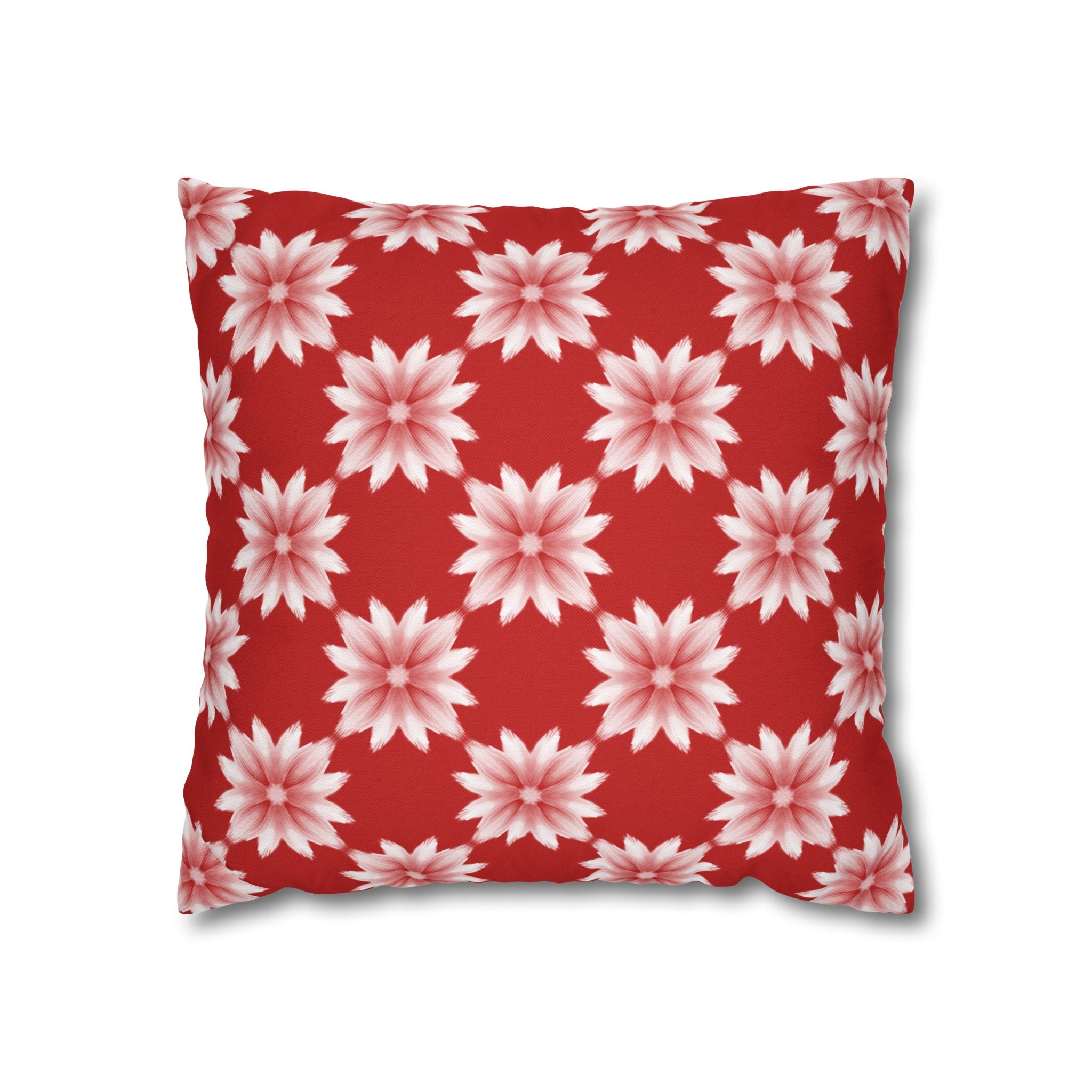 Holiday Red Floral THROW PILLOW COVER — Festive Floral Holiday Cushion Cover