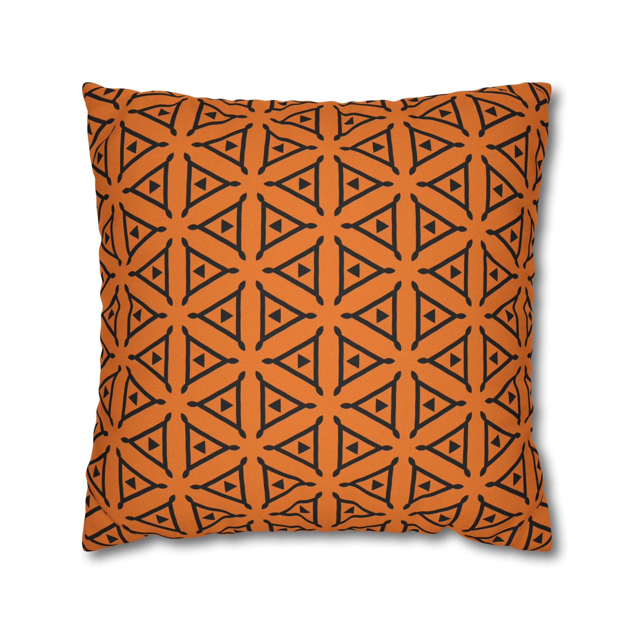 Modern Triangle Pattern Orange THROW PILLOW COVER — Square Decorative Pillow Cover