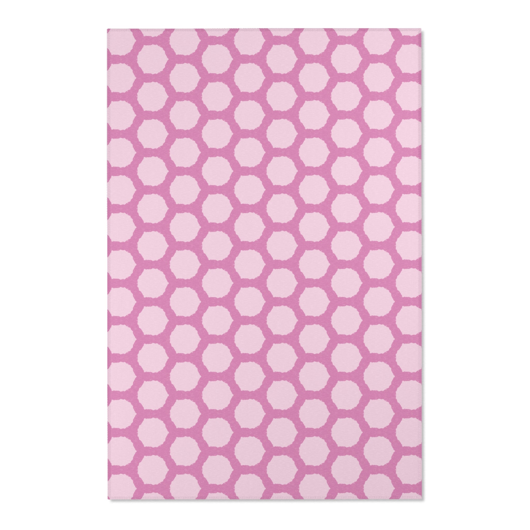 Pink Honeycomb Area Rug — Geometric Decorative Accent Rug for Nursery, Kids’ Room & Playroom