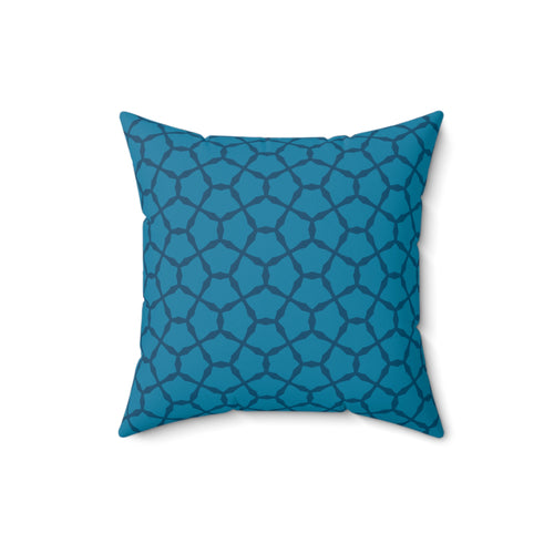 Blue Geometric Lattice Throw Pillow — Modern Decorative Square Cushion