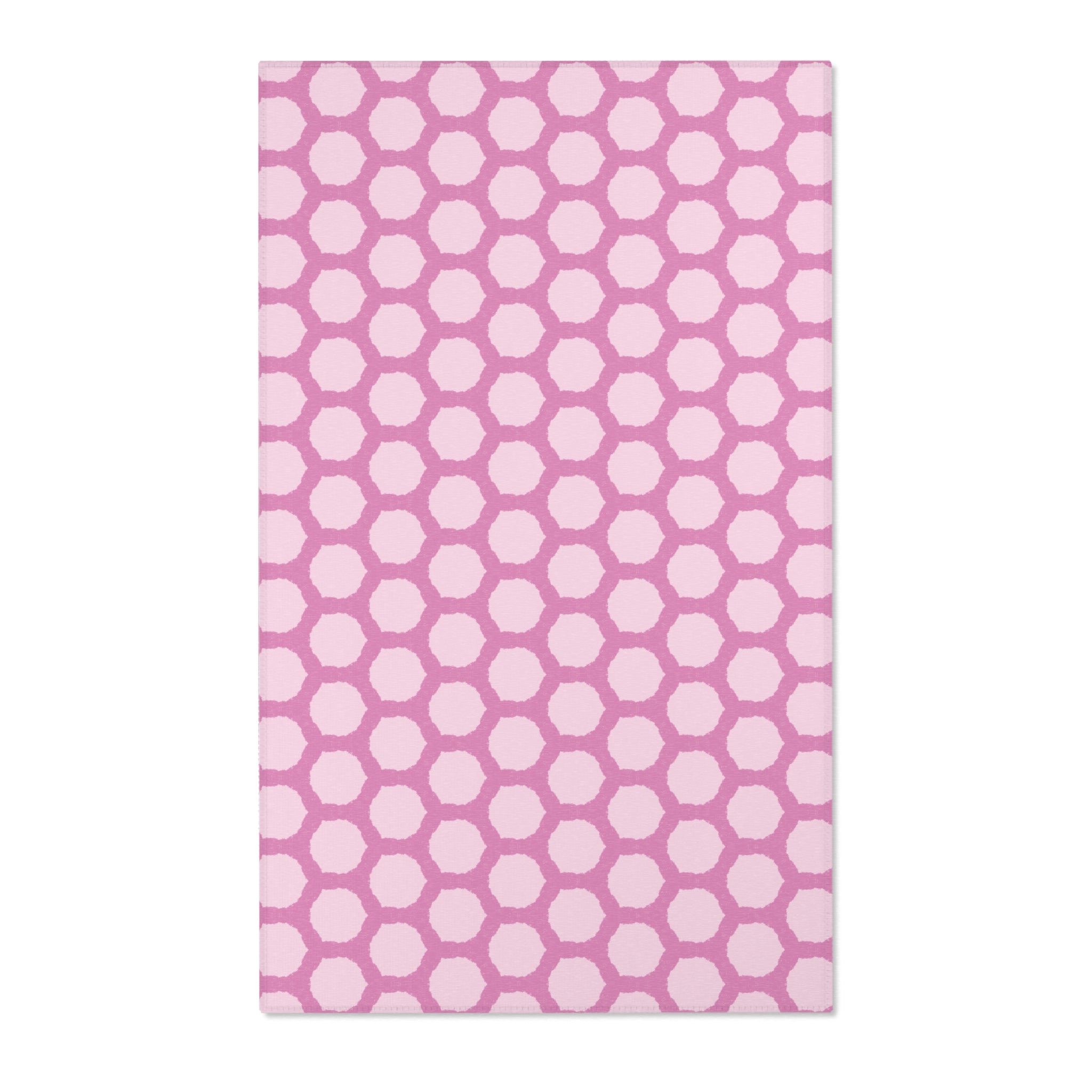 Pink Honeycomb Area Rug — Geometric Decorative Accent Rug for Nursery, Kids’ Room & Playroom