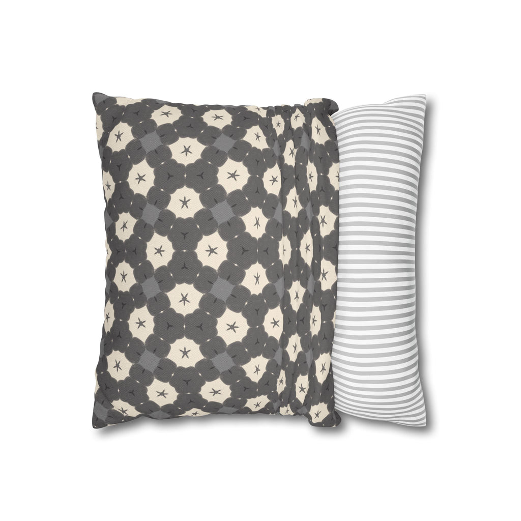 Charcoal and Cream THROW PILLOW COVER — Gray Geometric Patterned Decorative Throw Pillow Cover