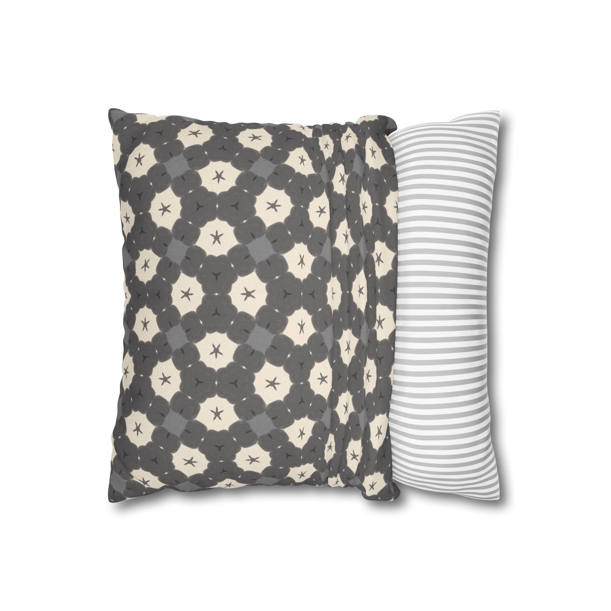 Charcoal and Cream THROW PILLOW COVER — Gray Geometric Patterned Decorative Throw Pillow Cover