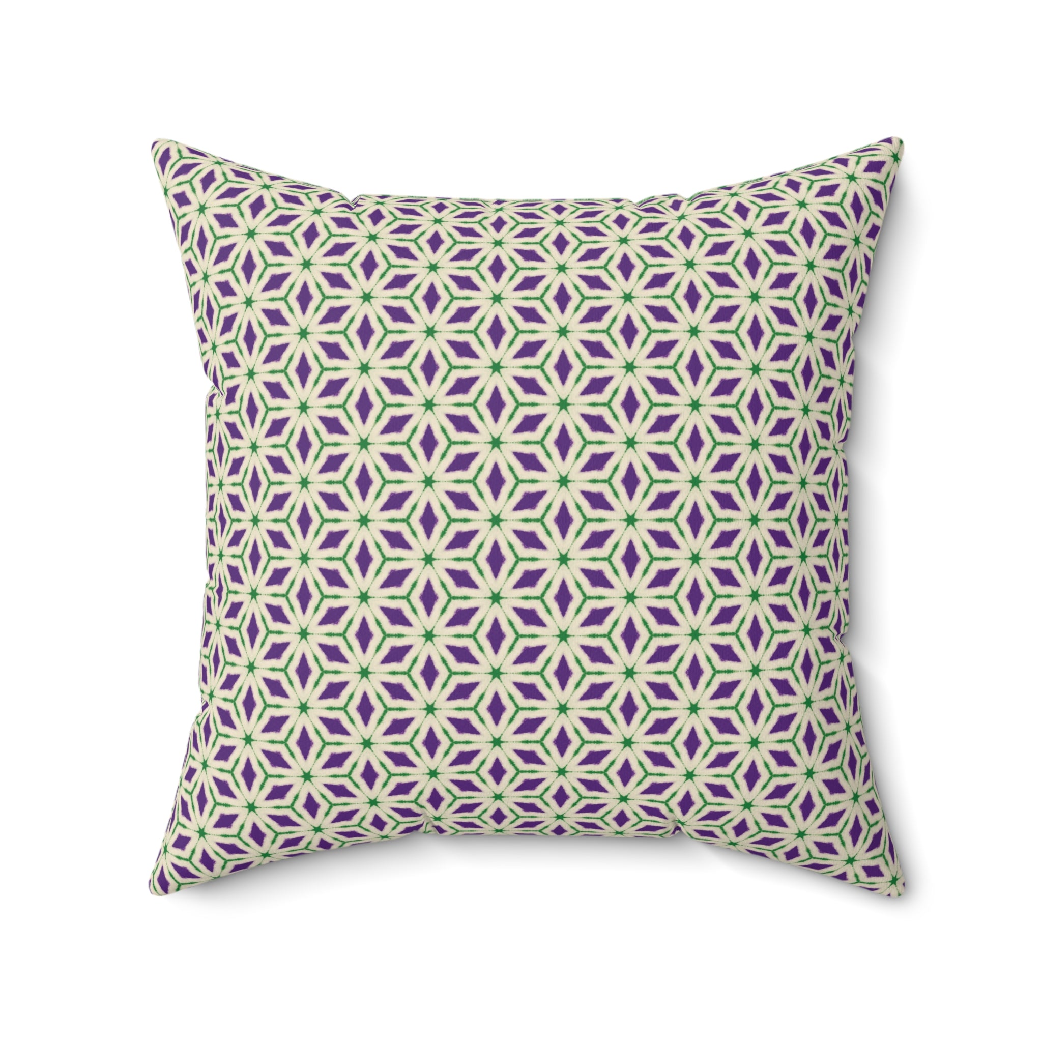 Purple & Green Floral Pattern Decorative Pillow — Modern Moroccan Tile Throw Pillow