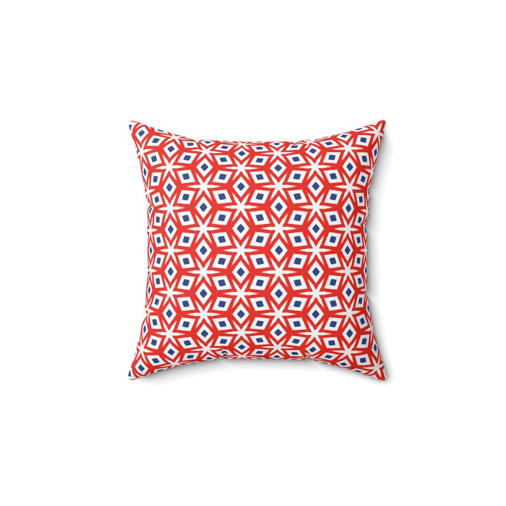 July 4th Fun Holiday Throw Pillow — Patriotic Spun Polyester Cushion
