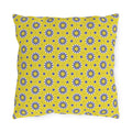 Outdoor Pillow — Yellow Blue Sunshine Floral Pattern Decorative Cushion for Patio & Porch
