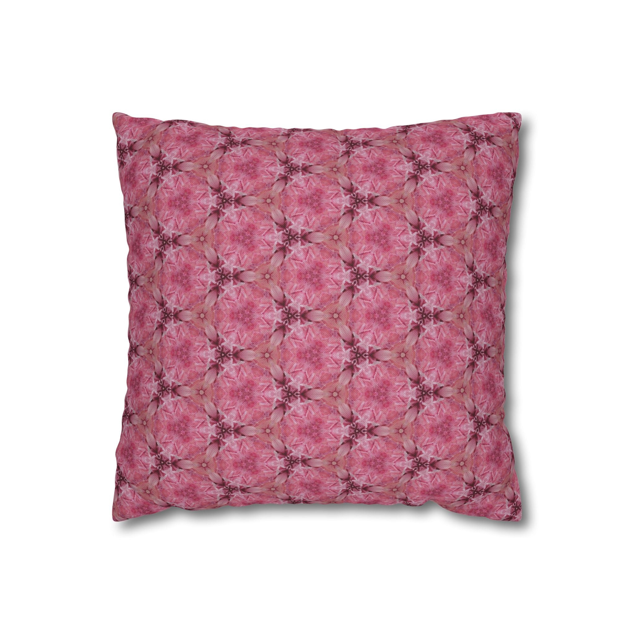 Pink Kaleidoscope THROW PILLOW COVER — Spun Polyester Square Pillow