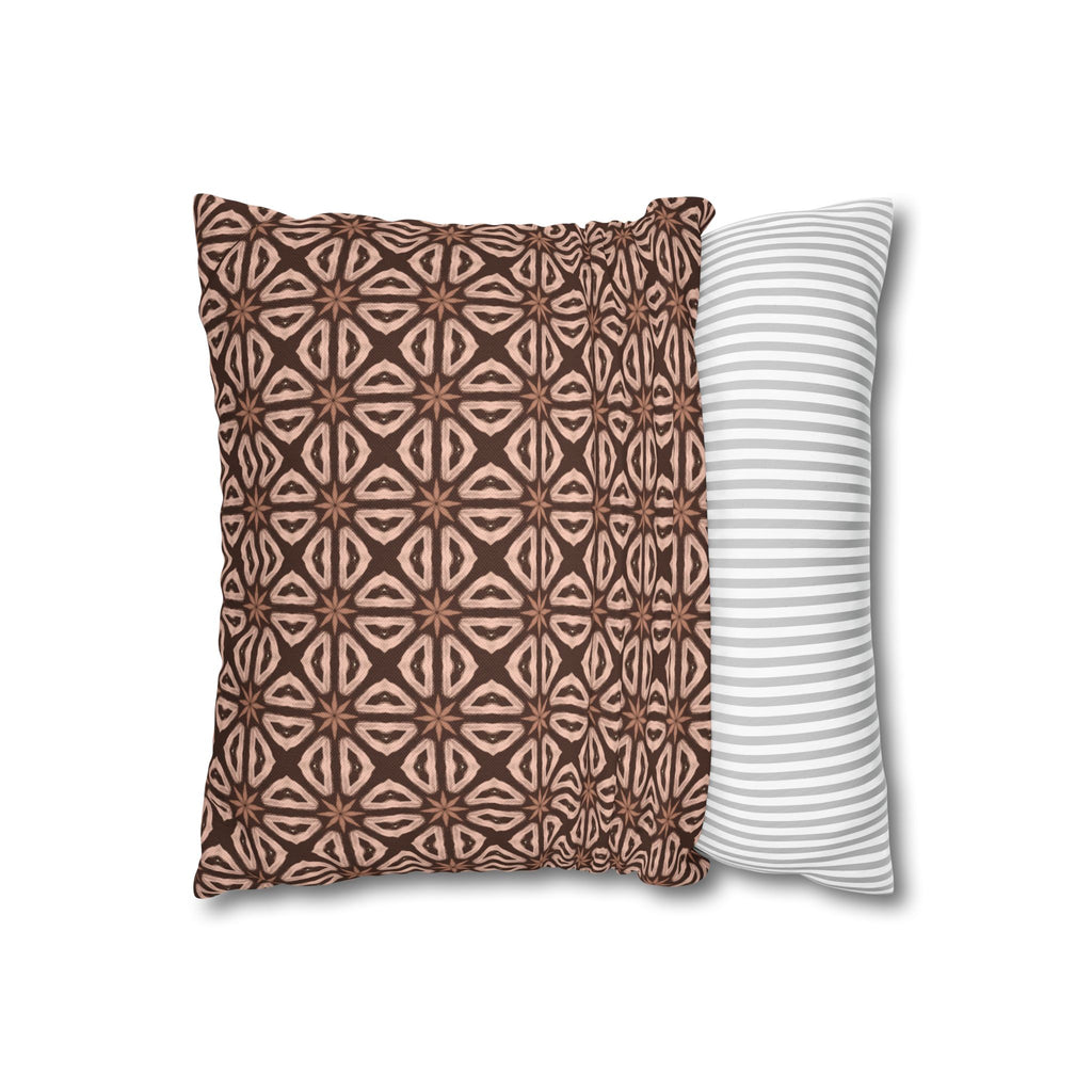 Chocolate Brown Floral Pattern THROW PILLOW COVER — Decorative Square Throw Pillow Cover
