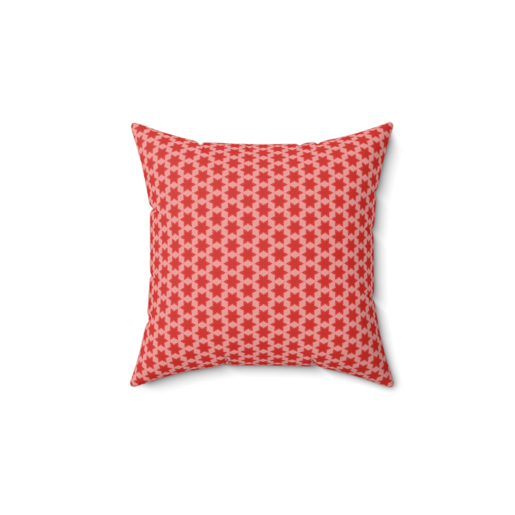 July 4th Red Stars Square Pillow — Patriotic Spun Polyester Throw Pillow