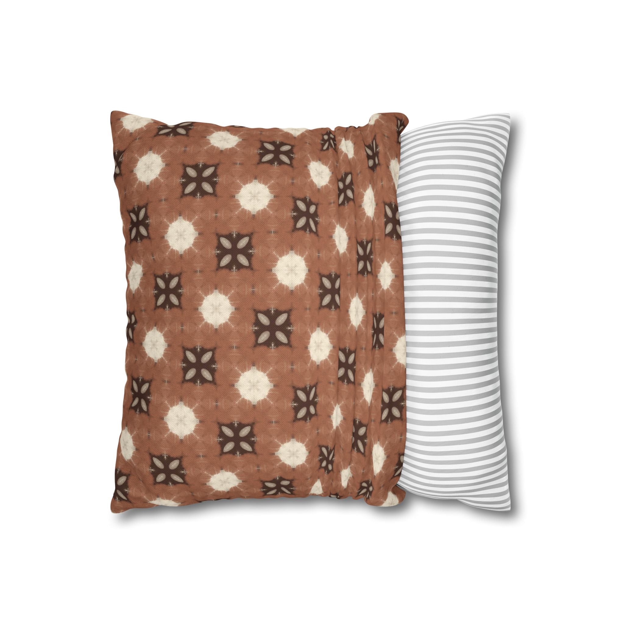 Retro Brown Geometric Spun Polyester THROW PILLOW COVER — Cozy Boho Throw Pillow Cover