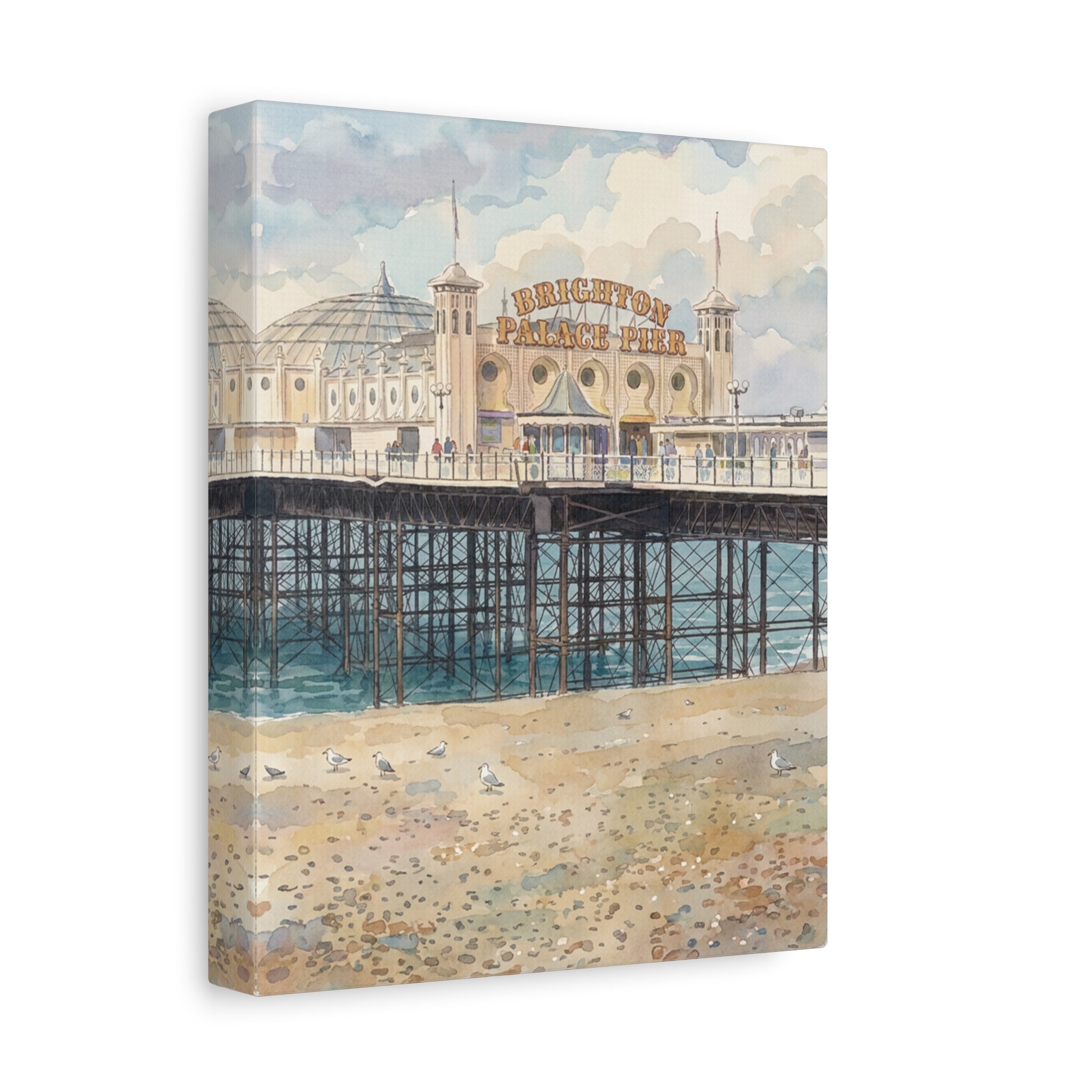 Brighton Palace Pier Watercolor Canvas Print — Stretched Matte Wall Art