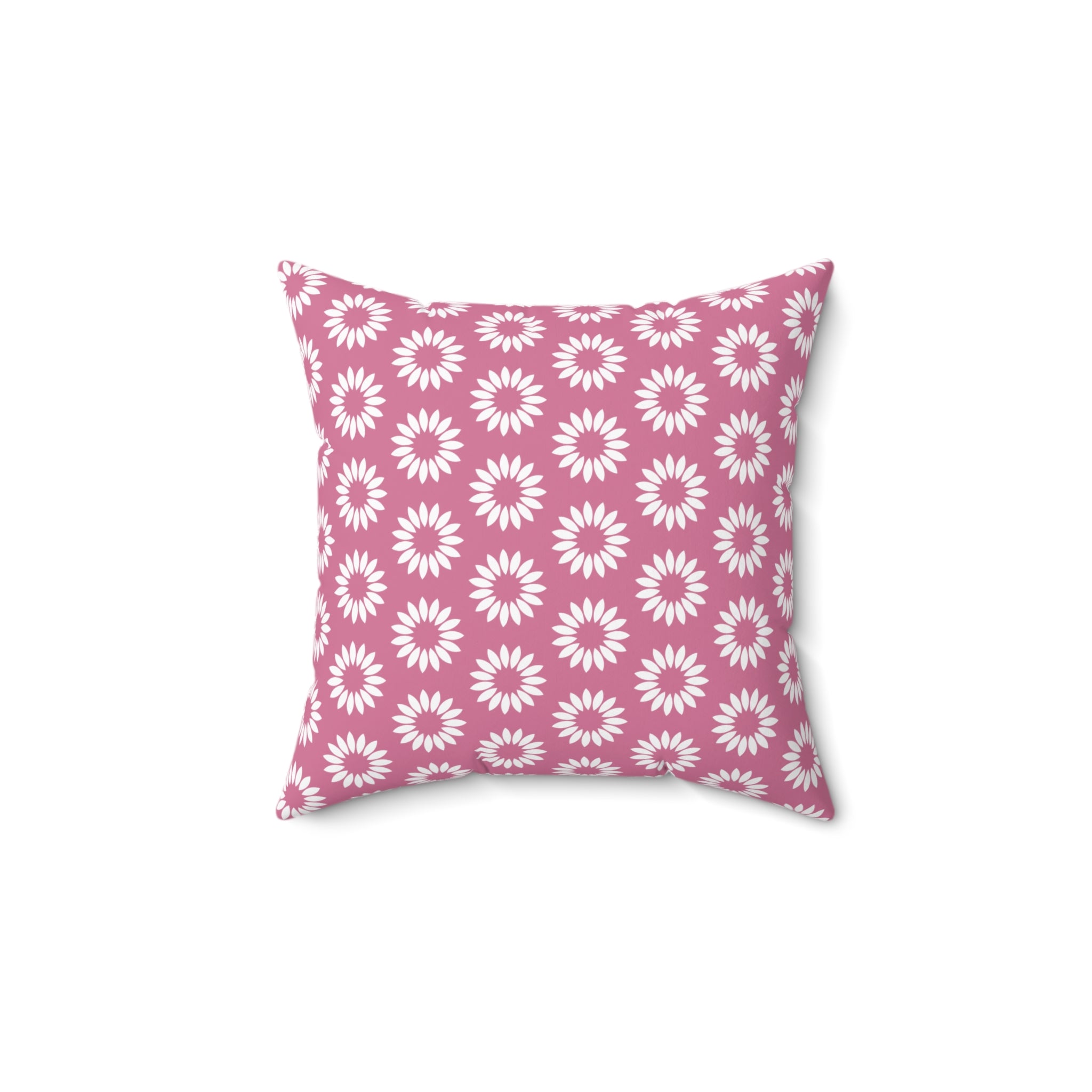Pink Daisy Pattern Pillow — Decorative Square Throw Pillow