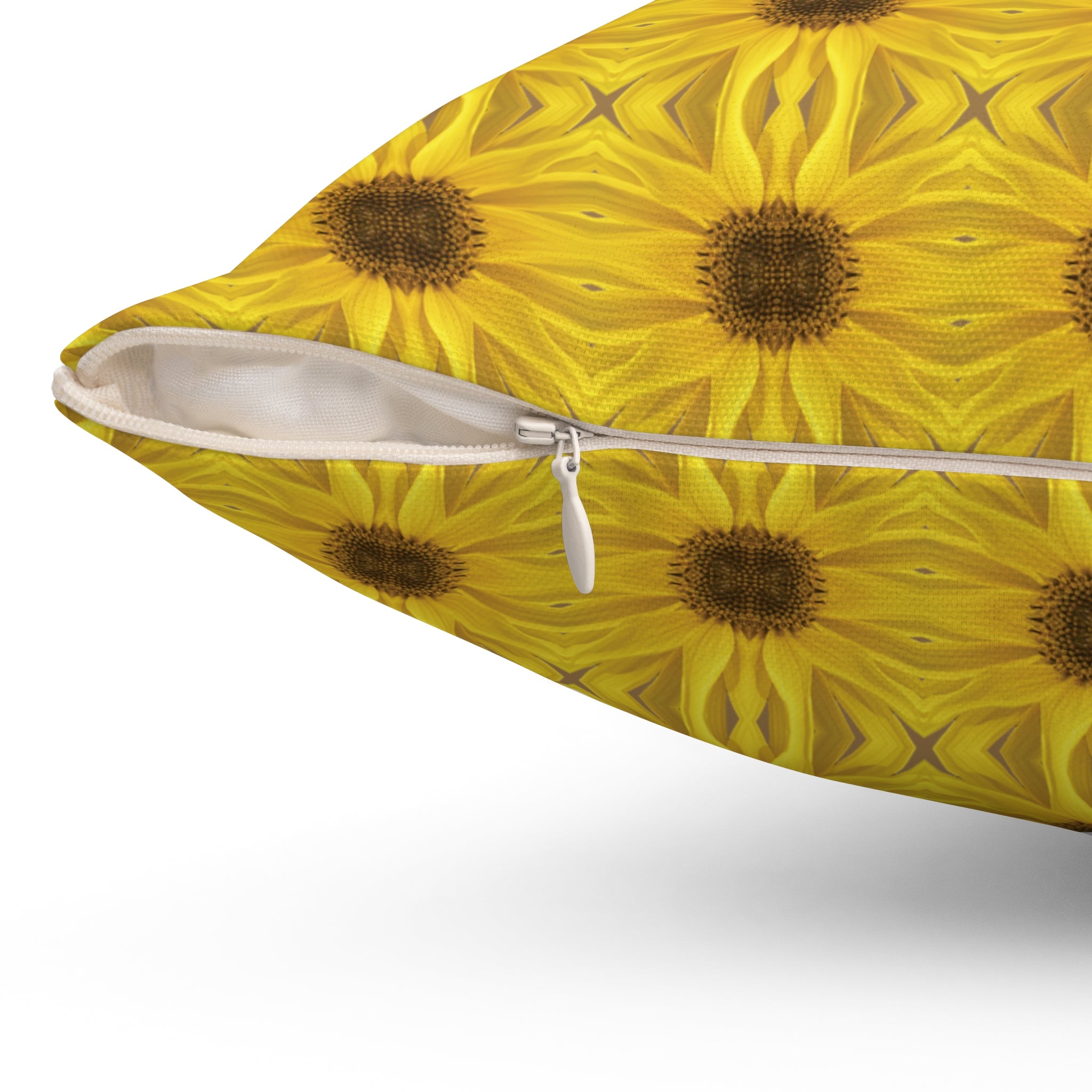 Sunflower Mosaic Decorative Pillow — Yellow Floral Patterned Throw Cushion