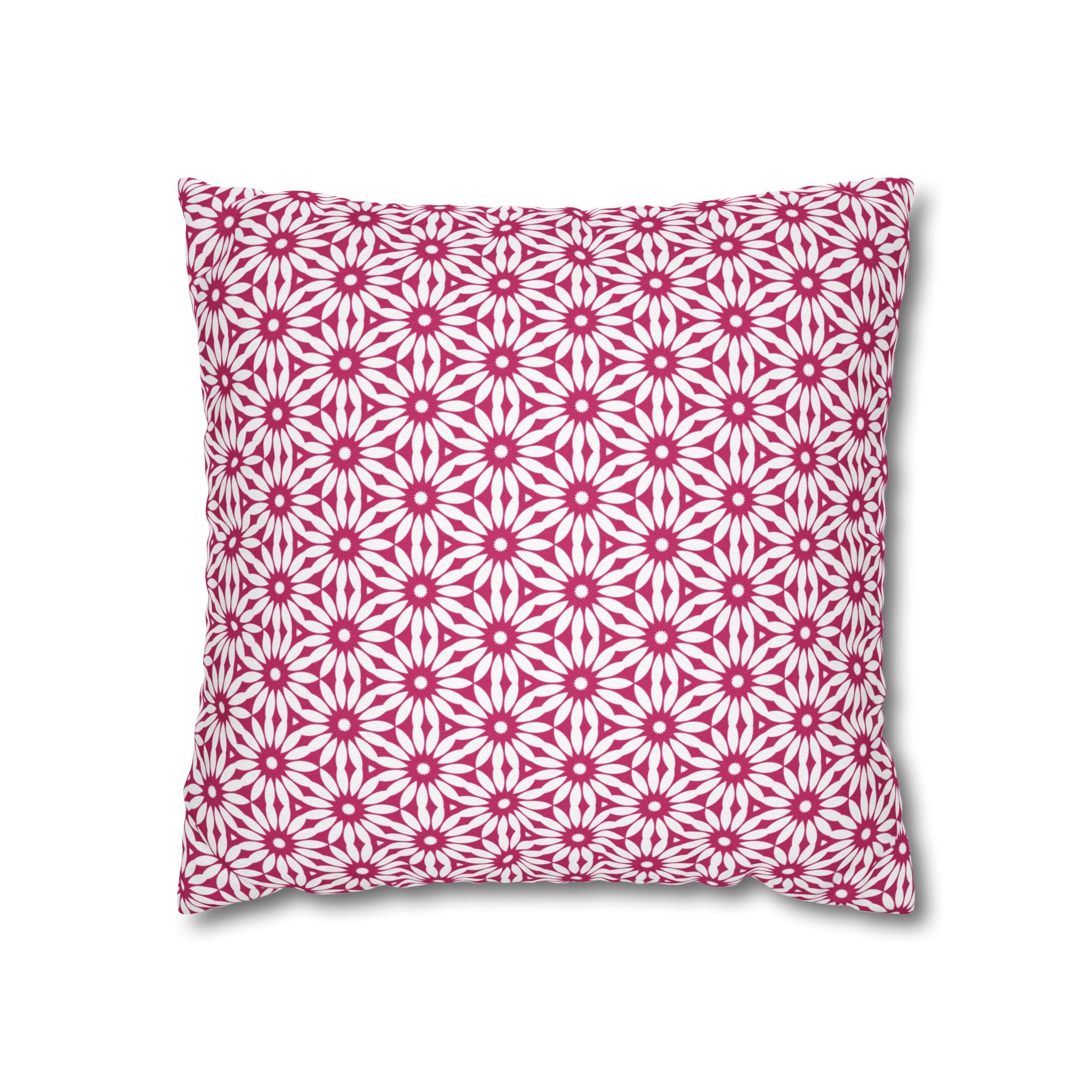 Pink and White Daisy Decorative Pattern THROW PILLOW COVER