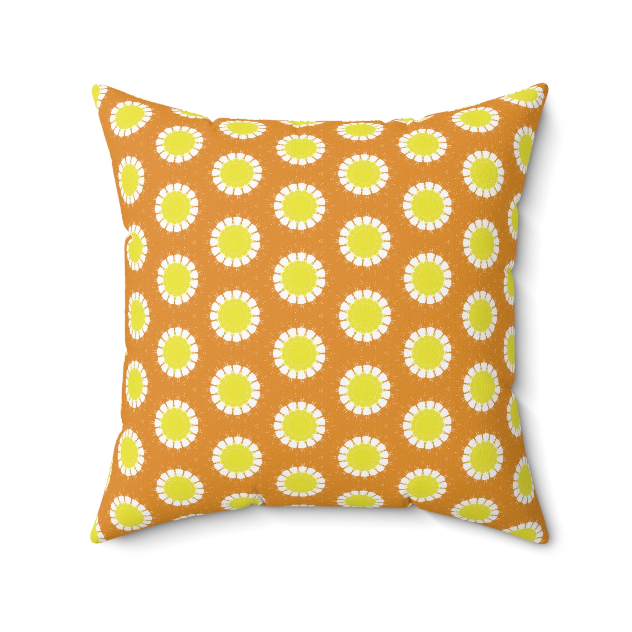 Retro Daisy Pattern Pillow — Orange & Yellow Floral Decorative Throw Pillow