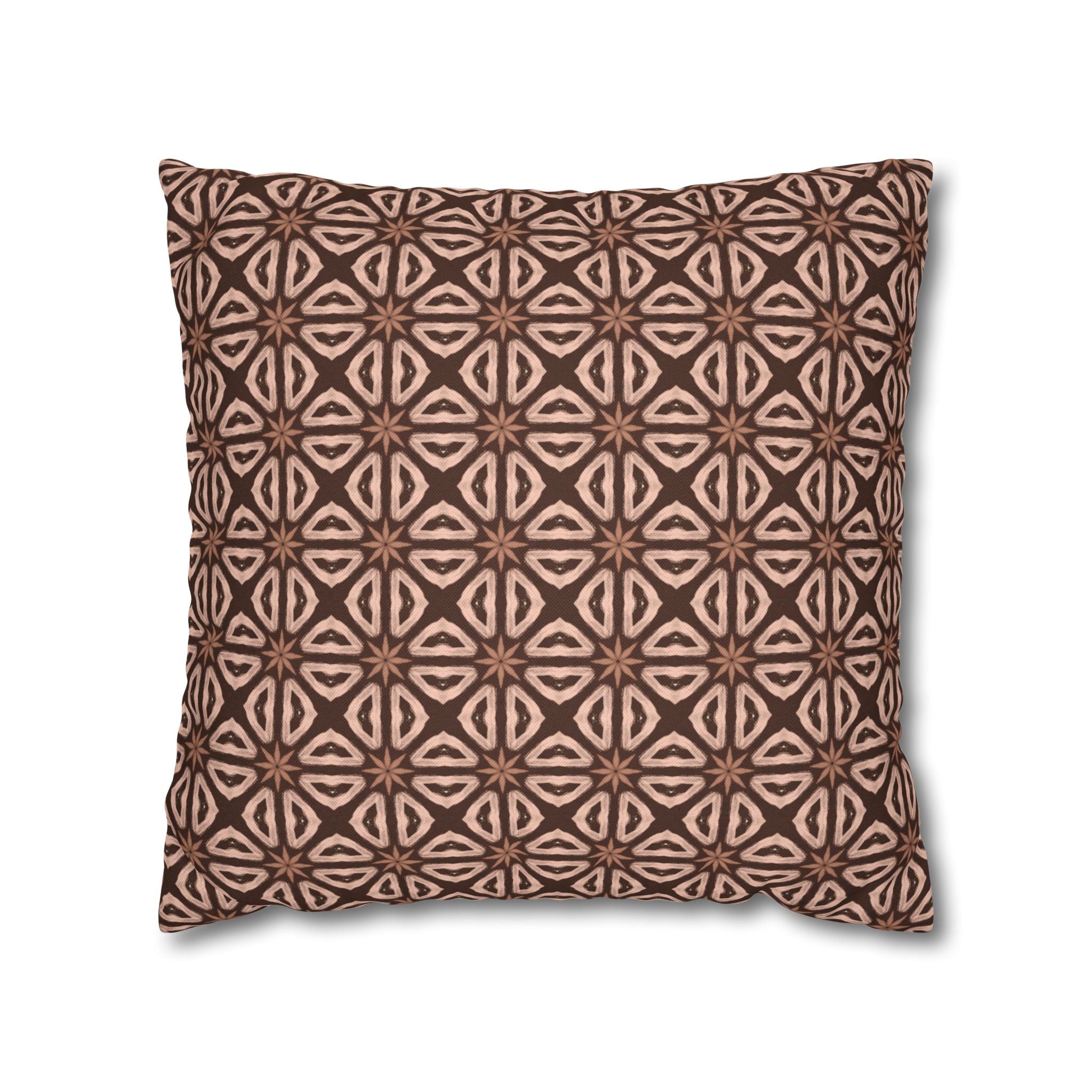 Chocolate Brown Floral Pattern THROW PILLOW COVER — Decorative Square Throw Pillow Cover