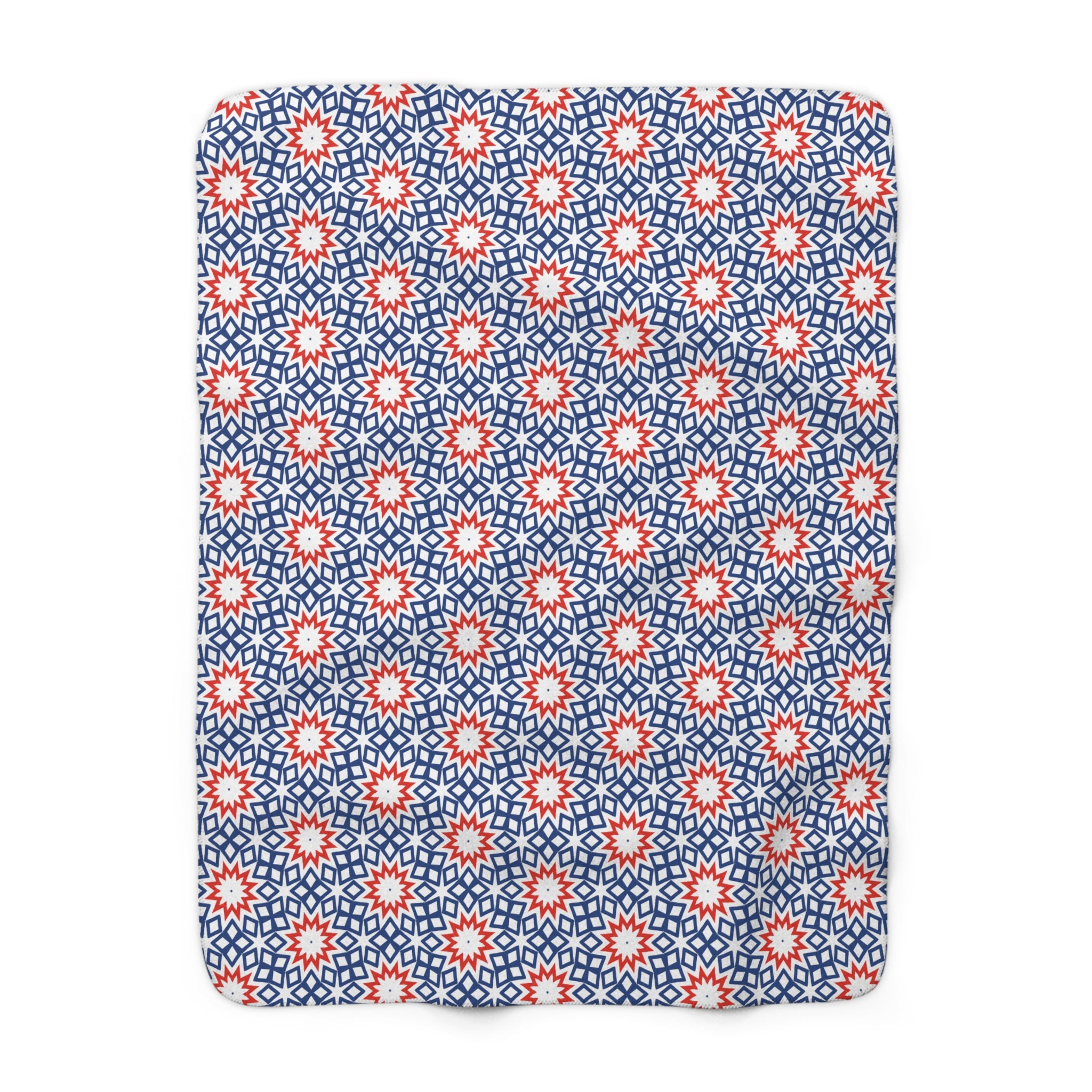 Fourth of July Red White & Blue Sherpa Fleece Blanket — Patriotic USA Cozy Throw