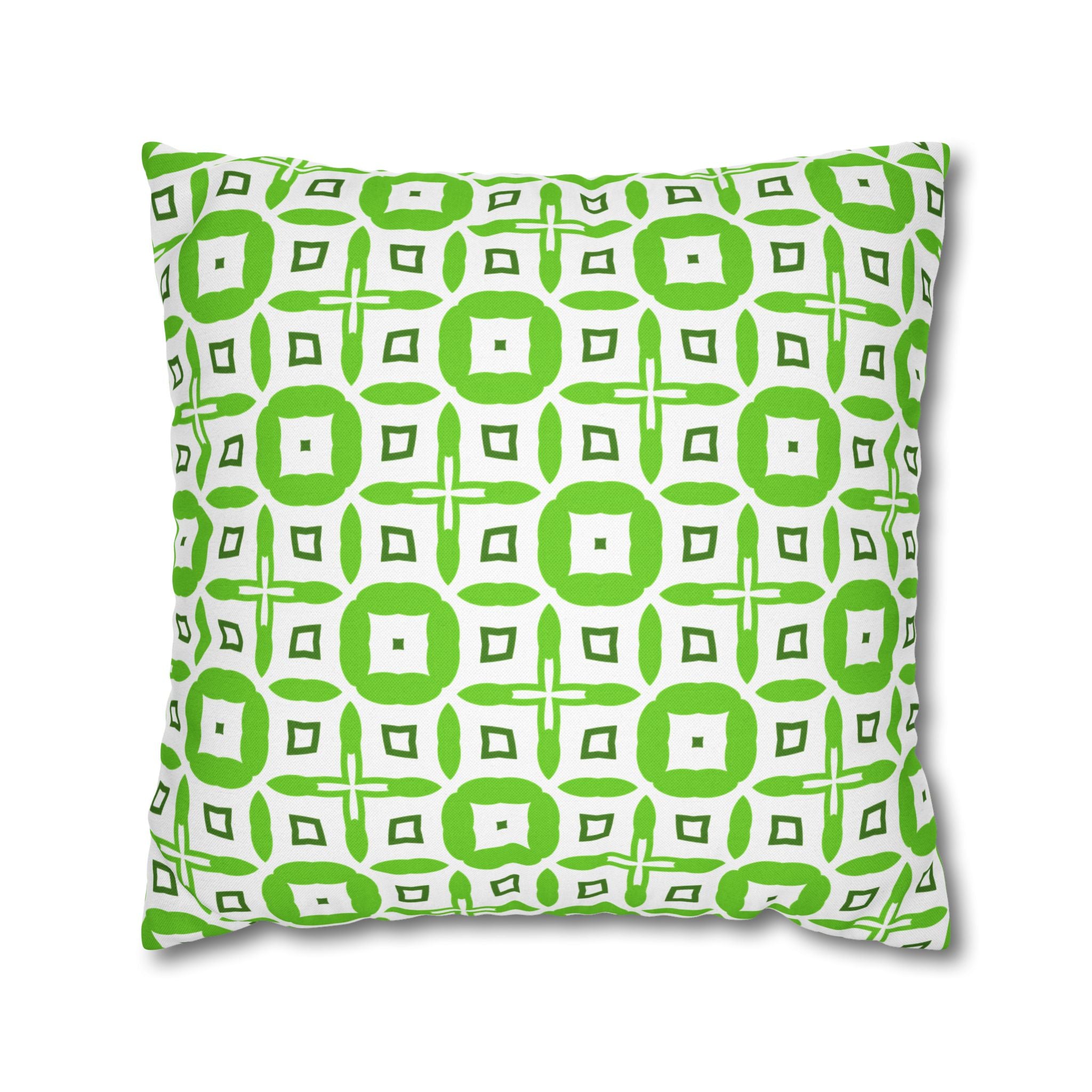 Green Geometric Square THROW PILLOW COVER — Modern Tossed Tile Pattern Decorative Throw Pillow Cover