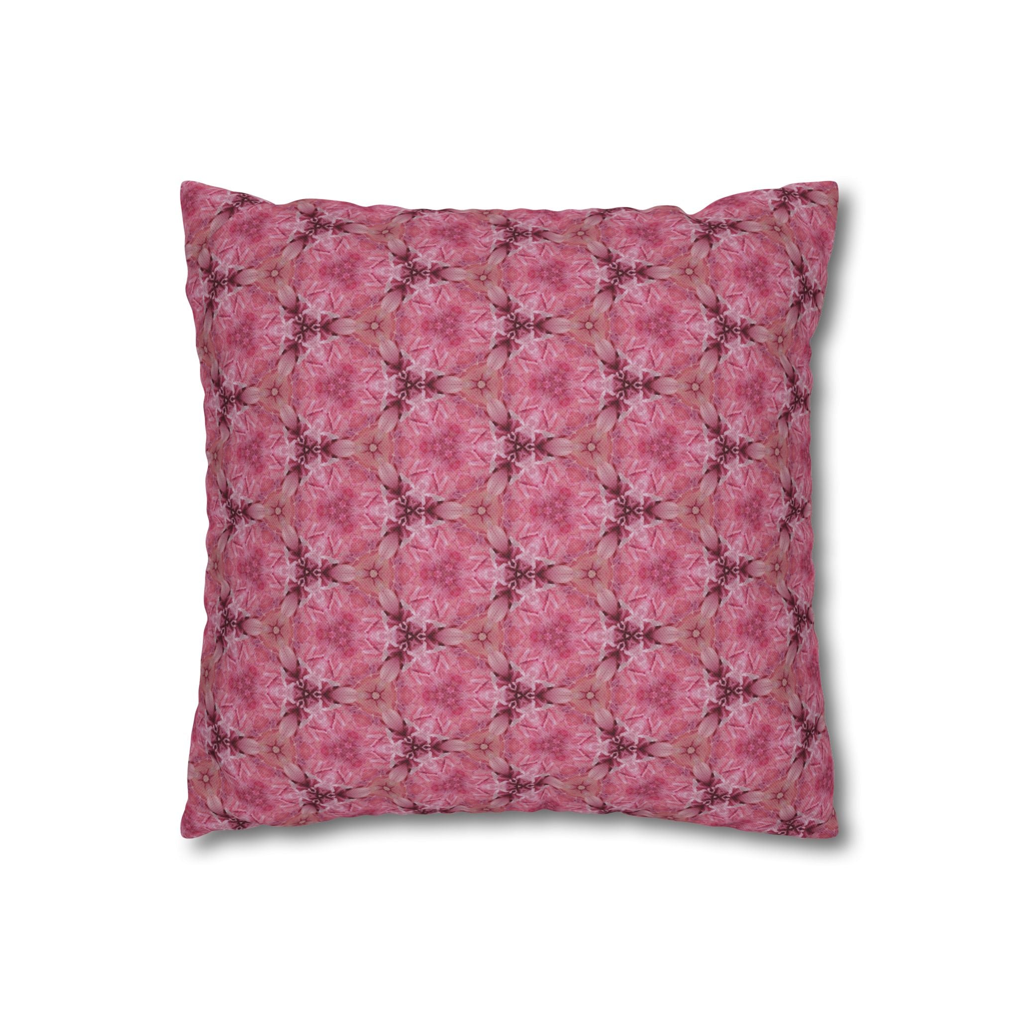 Pink Kaleidoscope THROW PILLOW COVER — Spun Polyester Square Pillow
