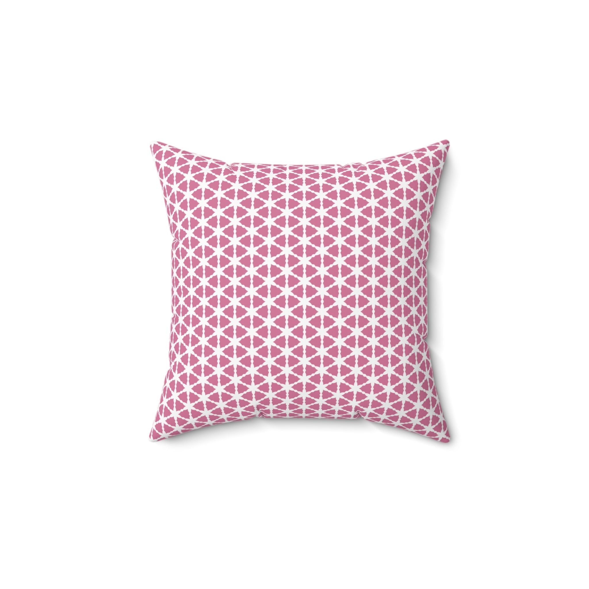 Pink and White Pattern Pillow — Square Decorative Throw Cushion