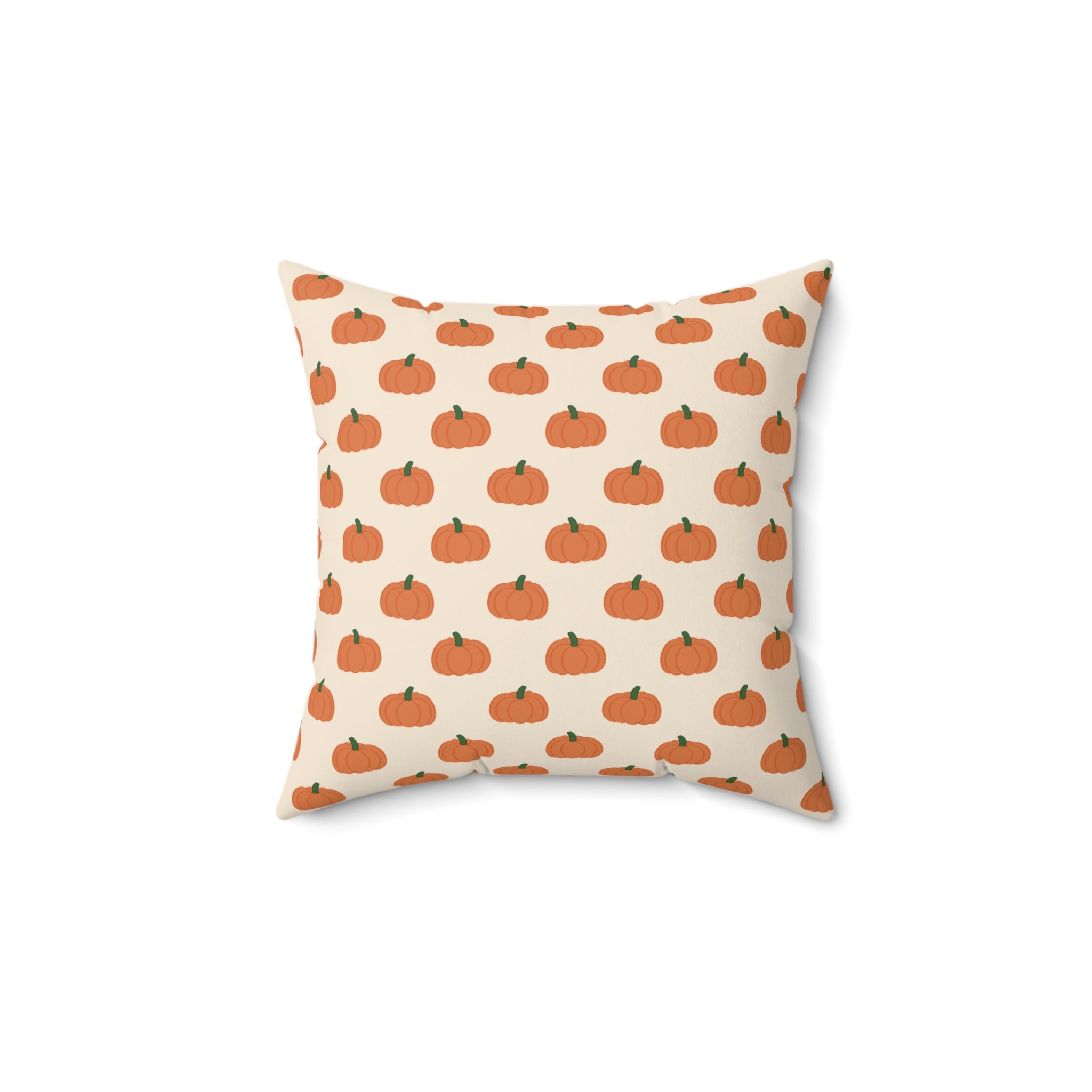 Cream Halloween Pumpkin Pattern Square Pillow — Halloween Fall Decorative Throw Pillow