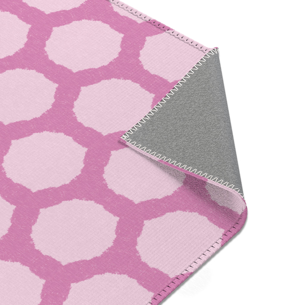 Pink Honeycomb Area Rug — Geometric Decorative Accent Rug for Nursery, Kids’ Room & Playroom