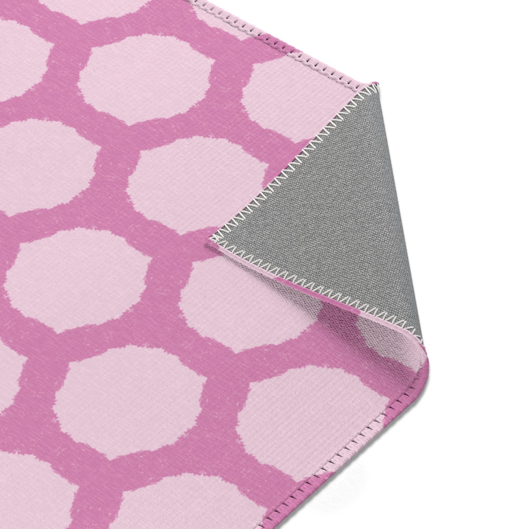 Pink Honeycomb Area Rug — Geometric Decorative Accent Rug for Nursery, Kids’ Room & Playroom