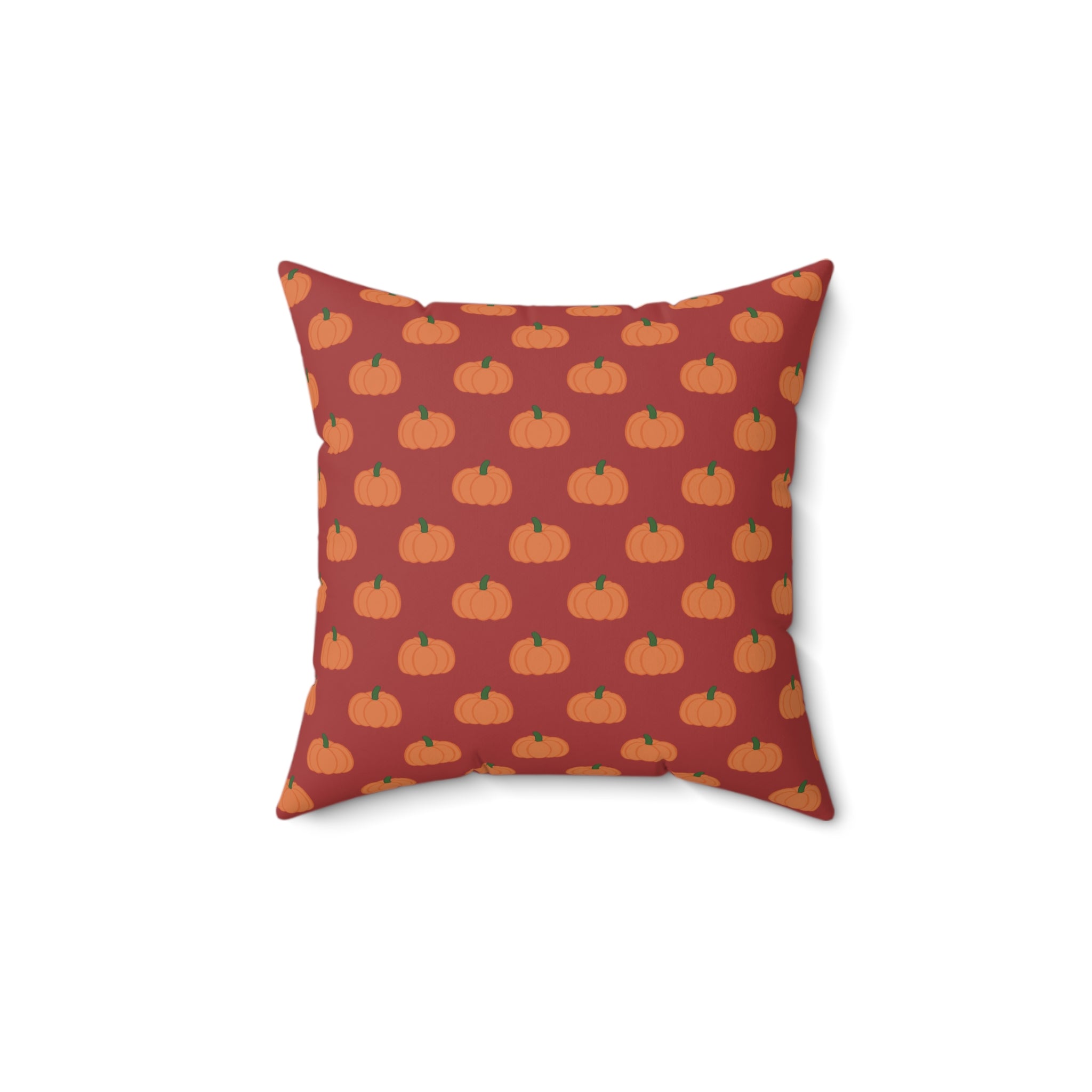 Burnt Orange Halloween Pumpkin Pattern Square Pillow — Halloween Fall Decorative Throw Pillow
