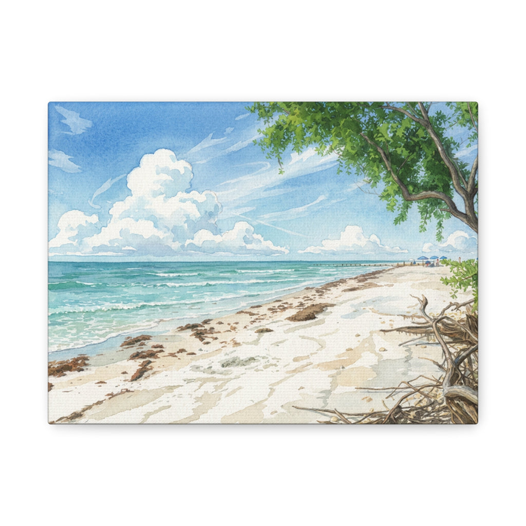 Coastal Beach Scene Matte Stretched Canvas (1.25")