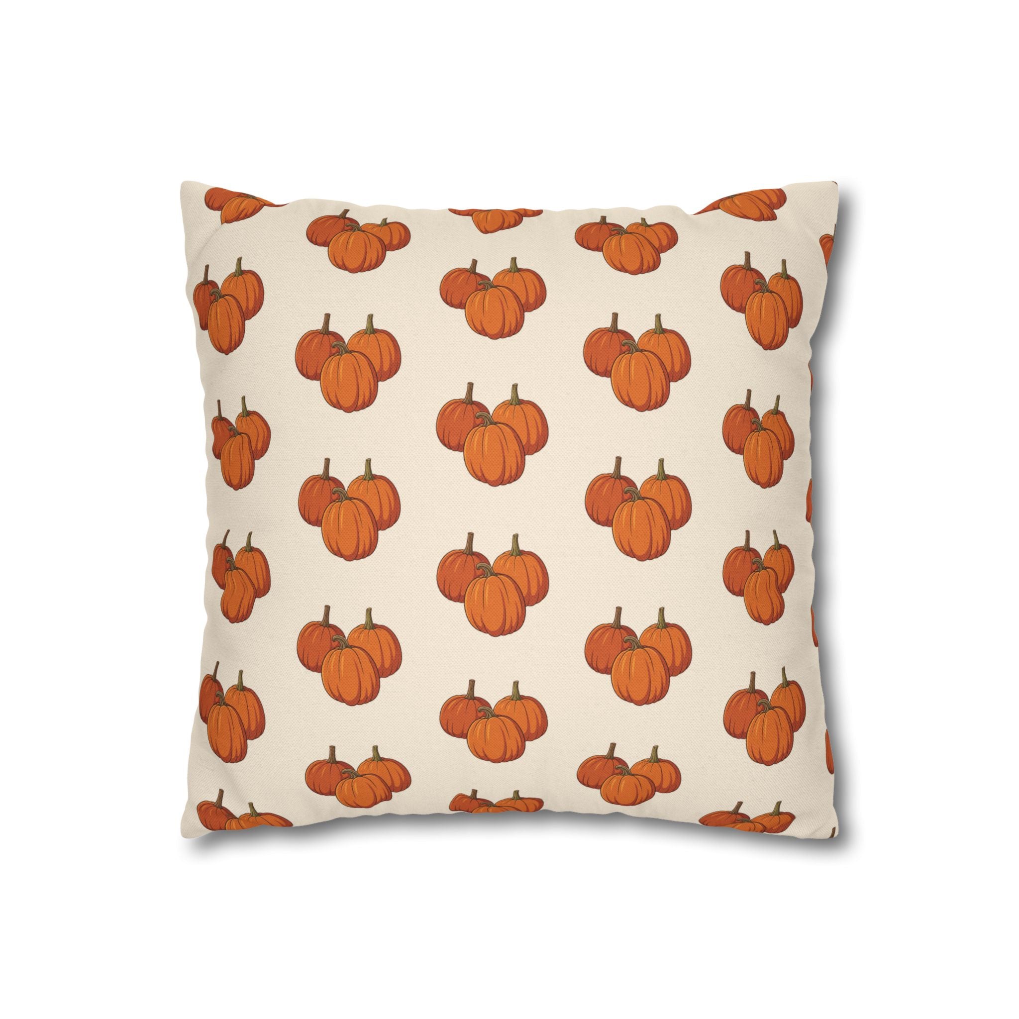 Cream Autumn Pumpkin Pattern THROW PILLOW COVER — Fall Decorative Throw Pillow Cover