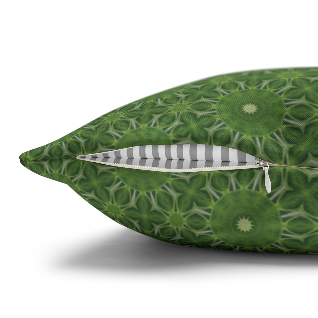 Green Floral Mandala Decorative THROW PILLOW COVER - Spun Polyester Square Pillow Cover