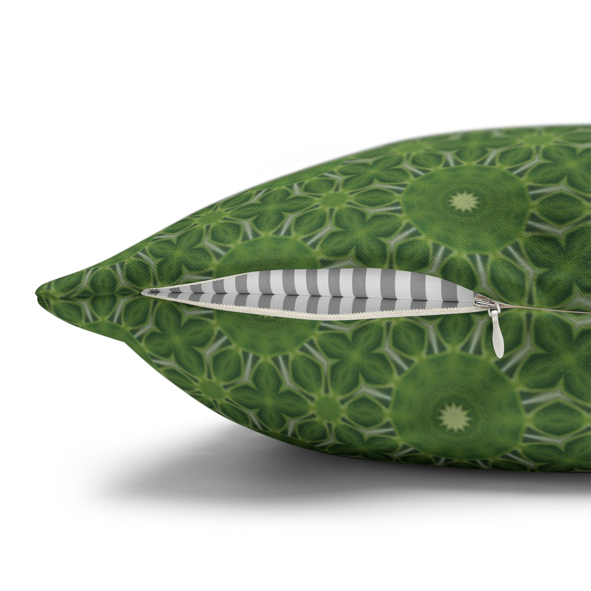 Green Floral Mandala Decorative THROW PILLOW COVER - Spun Polyester Square Pillow Cover